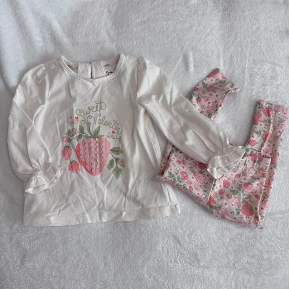 Cynthia Rowley Baby Girl Sweet Valentine Strawberry 2-Piece Set Size 12M